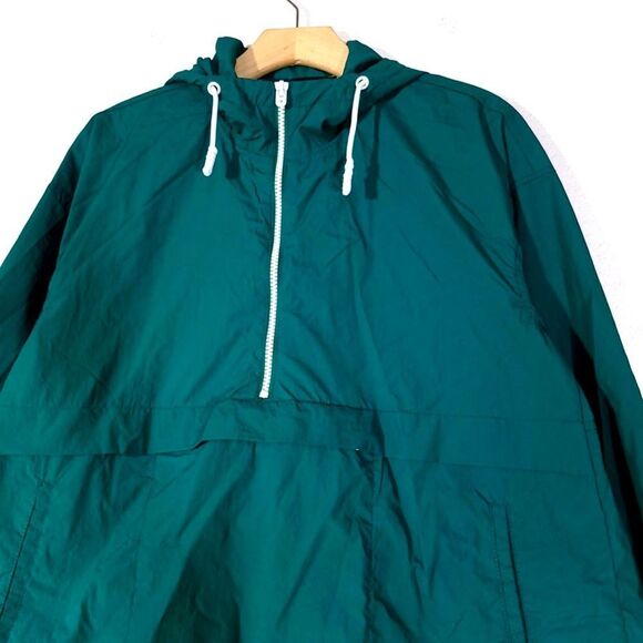 NEW Zara 90s Oversized Nylon Windbreaker Hoodie Quarter Zip Jacket in Teal Small - Picture 3 of 12